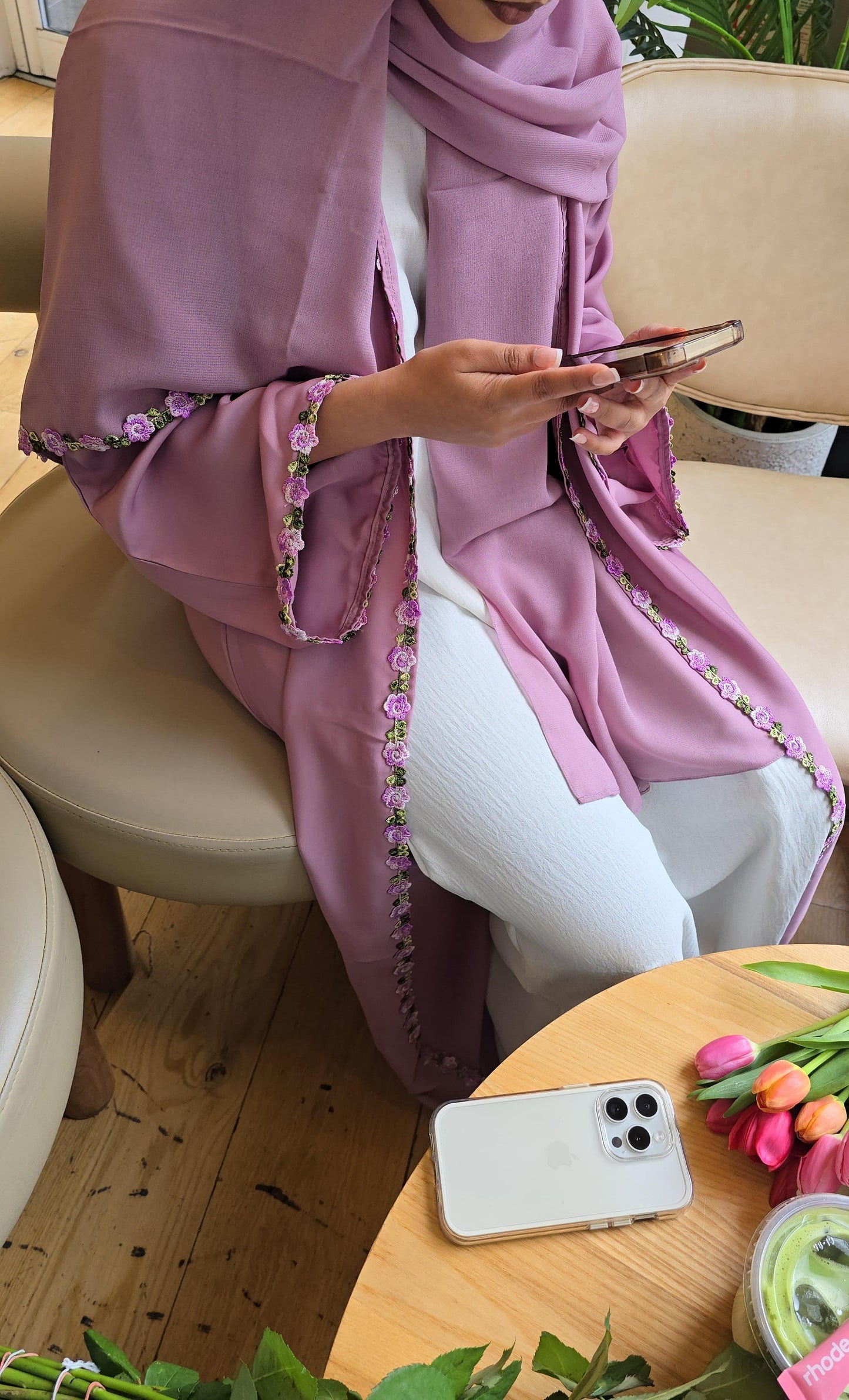 Rawdah Abaya | Open Style Abaya with embroidery