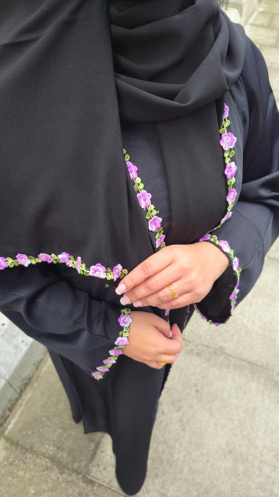 Rawdah Abaya | Open Style Abaya with embroidery
