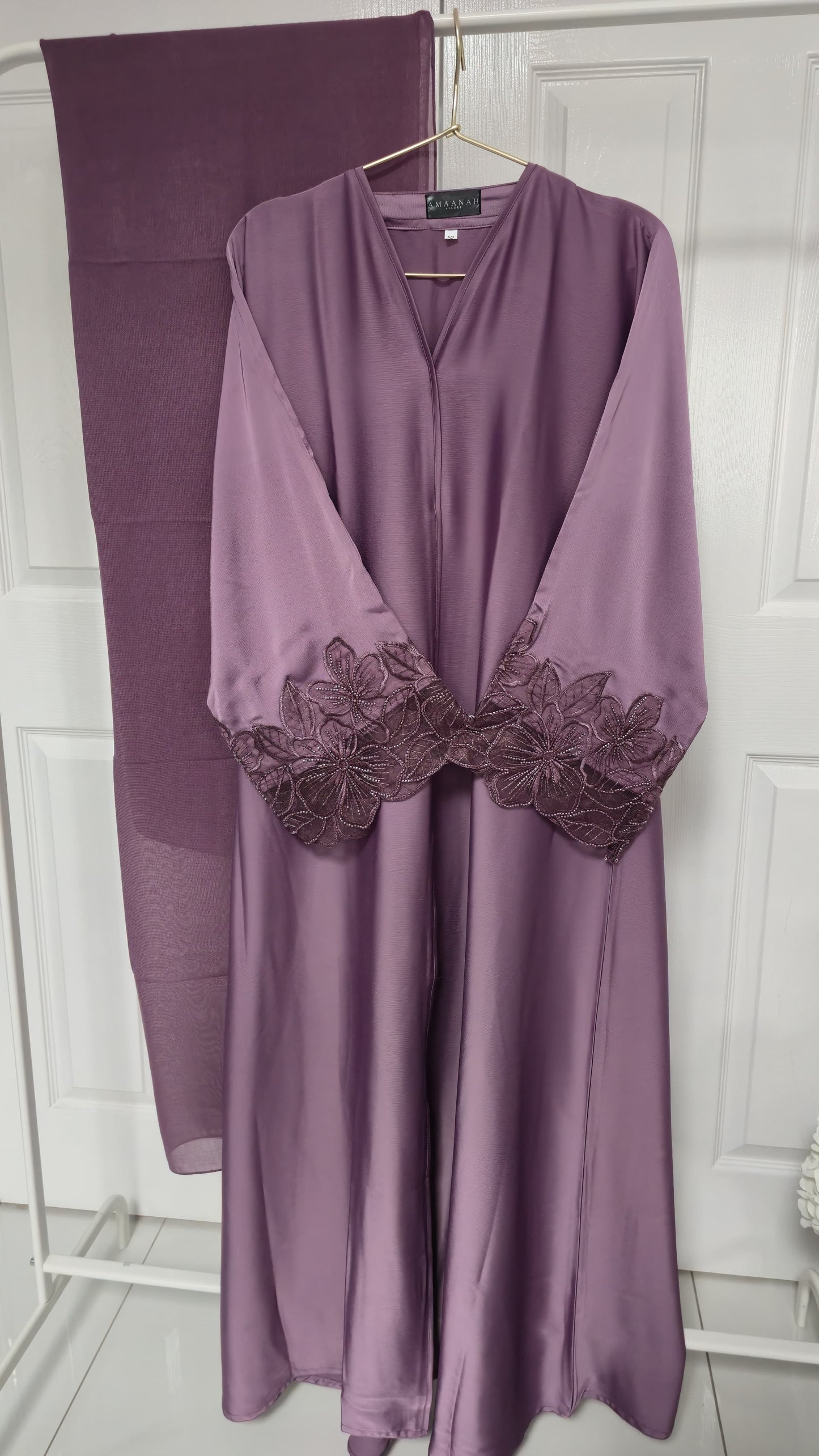 Zaynah & Hana Lace Sleeve Open Abaya | Ameera Collection | Elegant Modest Abaya with Hijab