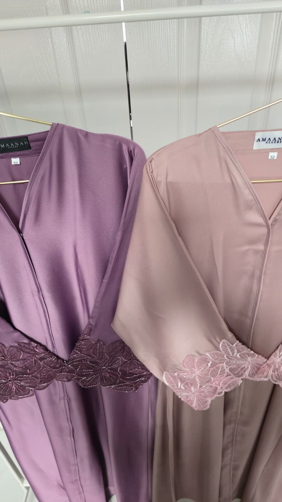Zaynah & Hana Lace Sleeve Open Abaya | Ameera Collection | Elegant Modest Abaya with Hijab