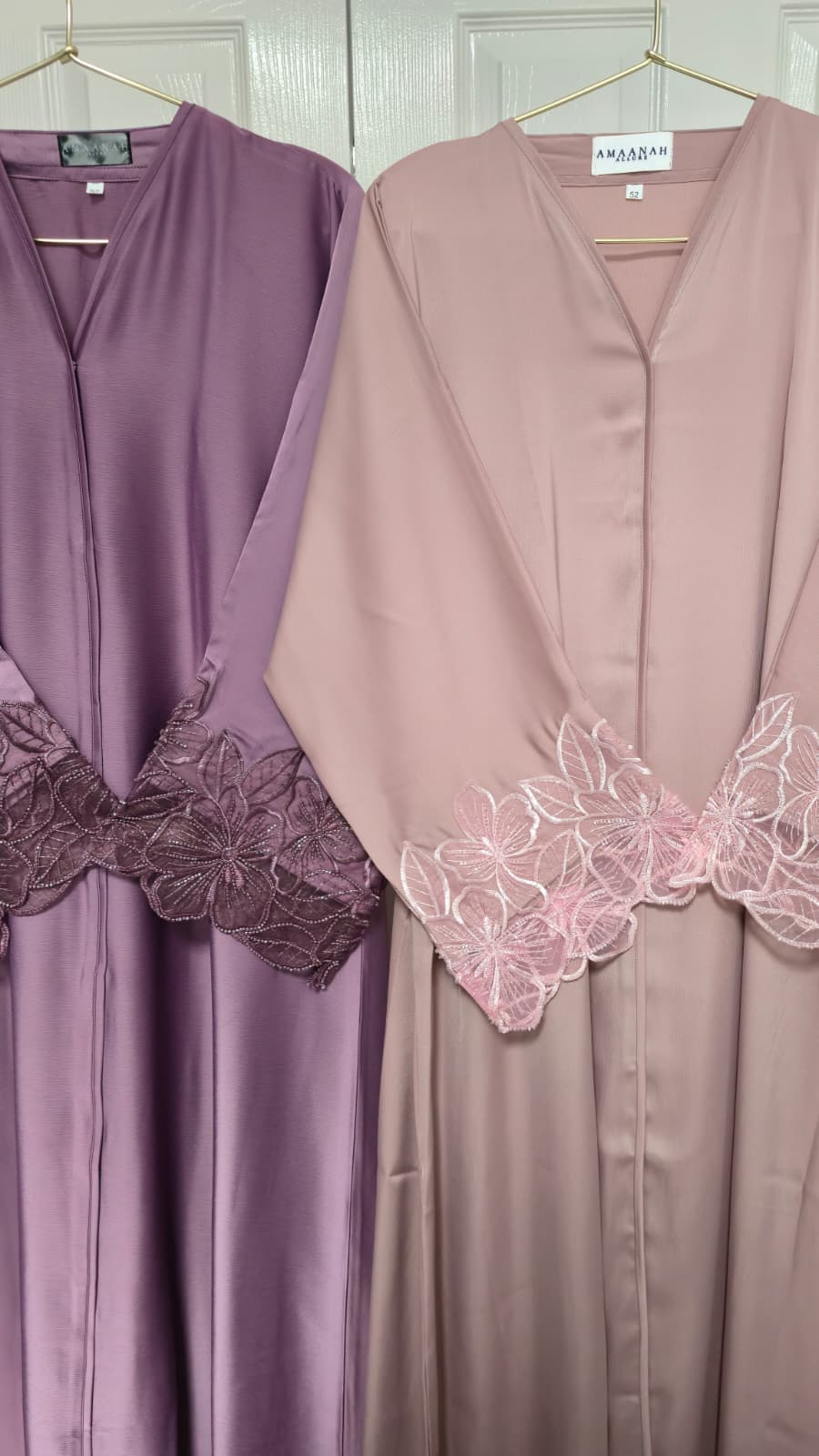 Zaynah & Hana Lace Sleeve Open Abaya | Ameera Collection | Elegant Modest Abaya with Hijab